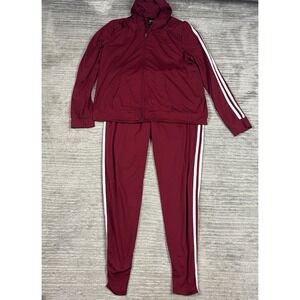 Feathers Track Suit Women 1X Red Stripe Athleisure Wear Full Zip Polyester Blend
